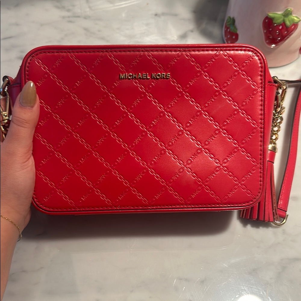 Michael Kors Red Quilted Crossbody Bag